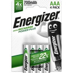4 Piles AAA LR3 rechargeables accu Power Plus^Energizer Hot