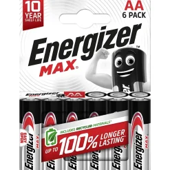6 Piles alcalines AA LR6 Max^Energizer Clearance