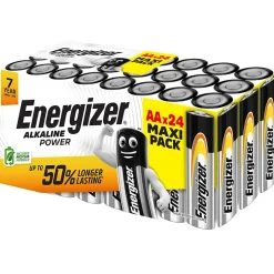 24 Piles alcalines AA LR6 Power-Energizer Discount
