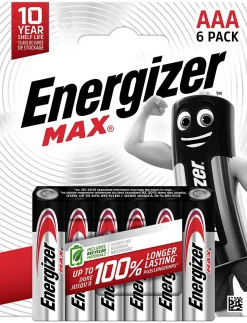 6 Piles alcalines AAA LR3 Max-Energizer Online