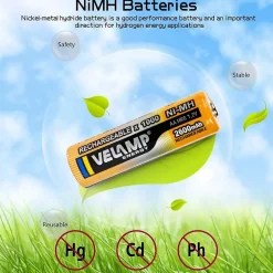2 piles rechargeables ni-mh stilo AA 2600 mAh-Velamp Clearance