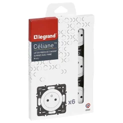 6 prises de courant 2 ports avec terre Céliane sans plaque-Legrand Hot