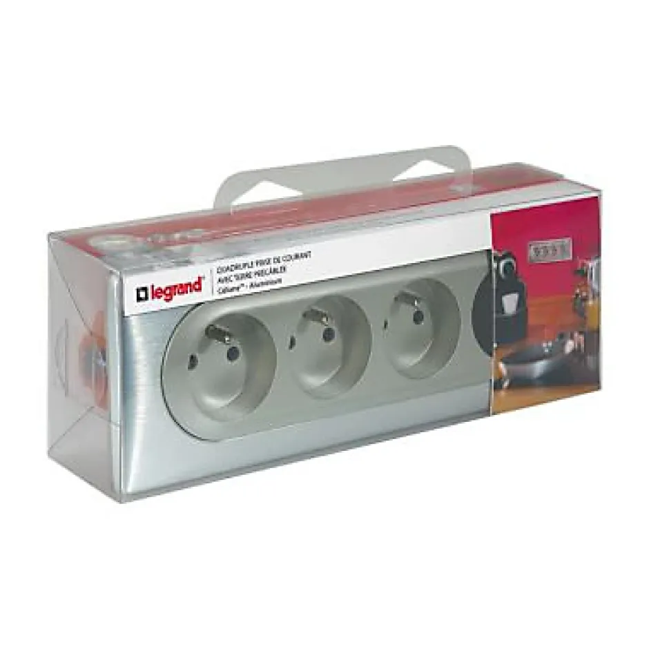 4 prises pré-câblées Céliane aluminium-Legrand Best