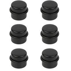 6 Un. Butée de porte adhésive en bois laqué noir - Diamètre 37MM-Nesu Discount