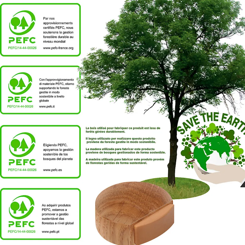 8 Un. Butée de porte adhésive en bois de chêne naturel 45x42MM-Nesu Discount