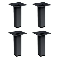 4 un. Pied carré pour meuble en acier 25x25mm hauteur 100mm peinture noire avec embout-Nesu Discount