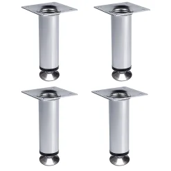 4 un. Pied de meuble rond en acier diamètre 30mm hauteur 100mm chromé avec régulateur de nivellement 15-25mm^Nesu Sale