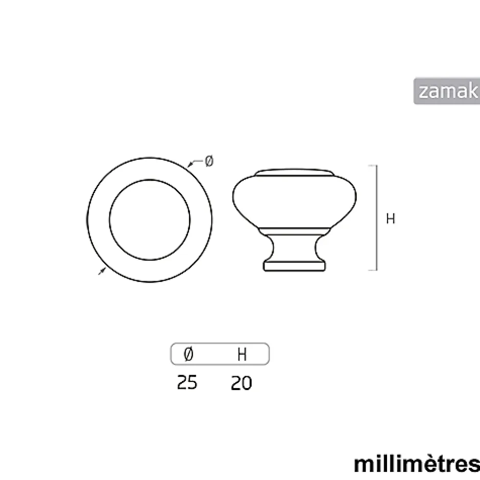 6 Un. poignées de meuble en laiton mat pour tiroir - diamètre 25MM-Nesu Outlet