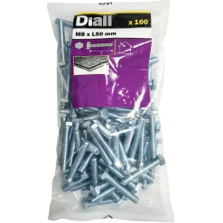 100 vis à métaux tête hexagonale zingué 8 x 50 mm-Diall Online
