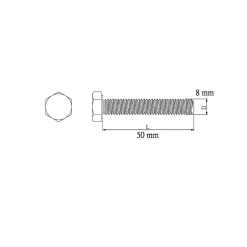 100 vis à métaux tête hexagonale zingué 8 x 50 mm-Diall Online