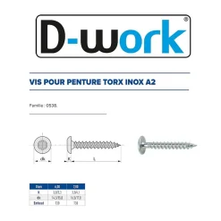 200 Vis Bois pour Penture Torx TX30 6 x 25 mm - Inox A2 -^D-Work Clearance