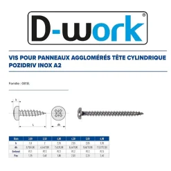 200 Vis Bois Tête Cylindrique Pozidriv 4 x 40 mm - Inox A2 --D-Work Hot
