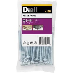 20 vis métaux acier zingué 6 x 70 mm^Diall Discount