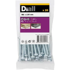 20 vis métaux acier zingué 6 x 50 mm^Diall Best