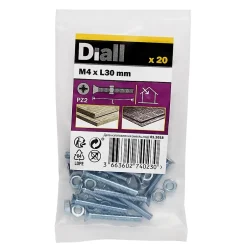 20 vis métaux acier zingué 4 x 30 mm-Diall Best