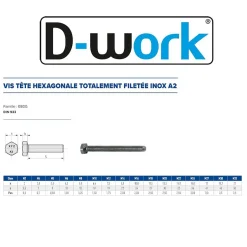 200 Vis Métaux Tête Hexagonale F/Total 8 x 25 mm - DIN 933 - Inox A2 -^D-Work Discount