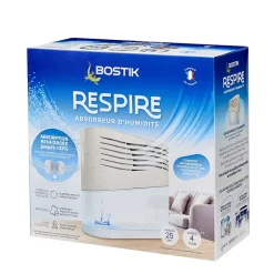 Absorbeur d'humidité avec 2 tablettes de 250 g Respire pour surface de 25 m²-Bostik
