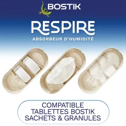 Absorbeur d'humidité avec 2 tablettes de 250 g Respire pour surface de 25 m²-Bostik