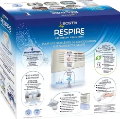 Absorbeur d'humidité avec 4 tablettes de 250 g Respire pour surface de 25 m²^Bostik Discount