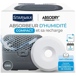 Absorbeur d'humidité compact 15m² gris + 1 tablette 500g-Starwax