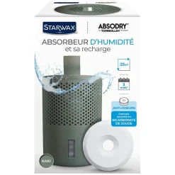 Absorbeur d'humidité compact 25m² vert kaki + 1 tablette 500g^Starwax Clearance