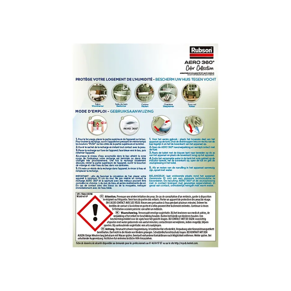 Absorbeur d'humitidé anti-odeur Aéro 360 20m2 coloris pêche^Rubson Discount