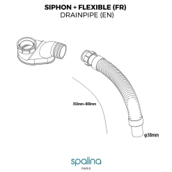 Accessoire Siphon extra plat + flexible 80x8x6cm, by-Spalina Sale