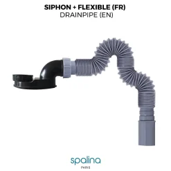 Accessoire Siphon extra plat + flexible 80x8x6cm, by-Spalina Sale