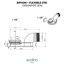 Accessoire Siphon extra plat + flexible 80x8x6cm, by-Spalina Sale