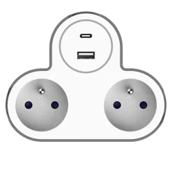 Adaptateur triplite + 2 USB blanche 16A^Jacobsen Discount