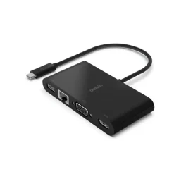 Adaptateur USBC Multimedia GBE HDMI VGA USBA noir-Belkin Hot