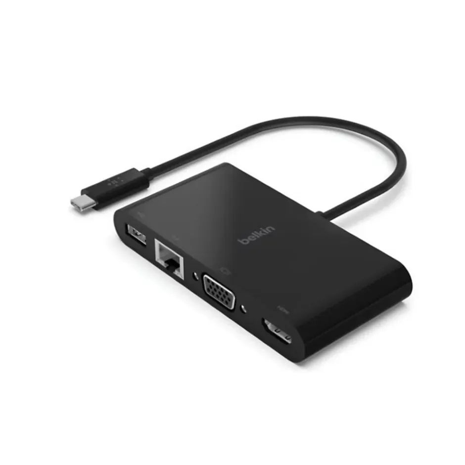 Adaptateur USBC Multimedia GBE HDMI VGA USBA noir-Belkin Hot