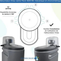 Adoucisseur d'Eau 30L Fleck 5600 MC Mécanique Chronométrique Anti Calcaire Fabriqué En France-Toodo Hot