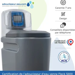 Adoucisseur D'eau Tactile 16l Fleck 5800 Xtr Fabriqué En France Avec Kit D'installation Complet^Toodo Best