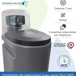 Adoucisseur Eau 20L Fleck 5600 MV Mécanique Volumétrique Complet Avec Accessoires Fabriqué En France-Toodo