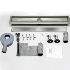 AICA caniveau de douche en acier inoxydable italien 2 en 1, réglable en hauteur et pivotante - 100 cm^AICA Sanitaire Best