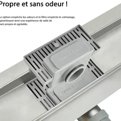 AICA caniveau de douche en acier inoxydable italien 2 en 1, réglable en hauteur avec désodorisant - 130 cm^AICA Sanitaire Sale