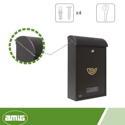 - Boîte aux lettres 2 - 400 x 250 x 100 mm - Acier - Noir-Amig Discount