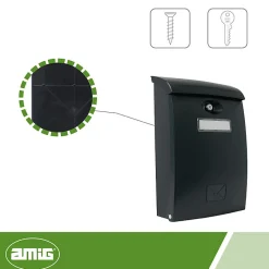 - Boîte aux lettres 7 - 345 x 240 x 105 mm - Plastique - Noir^Amig Outlet