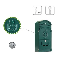 - Boîte aux lettres 4 - 400 x 240 x 80 mm - Aluminium - Vert-Amig Discount