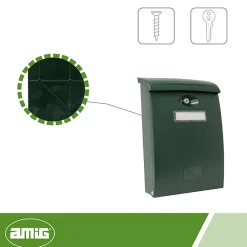 - Boîte aux lettres 7 - 345 x 240 x 105 mm - Plastique - Vert^Amig New