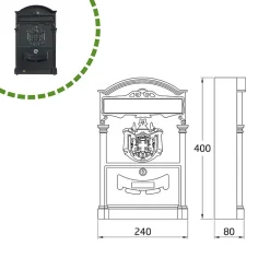 - Boîte aux lettres 4 - 400 x 240 x 80 mm - Aluminium - Noir^Amig Outlet