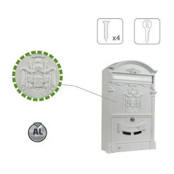 - Boîte aux lettres 4 - 400 x 240 x 80 mm - Aluminium - Blanc^Amig Outlet