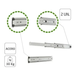 AMIG - Coulisse pour tiroir à bille 35 - 500 x 45 mm - Acier - Zingué^ Sale