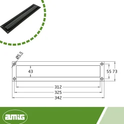 - Entrée de boîte aux lettres 2 - 342 x 73 mm - Acier - Noir-Amig Sale