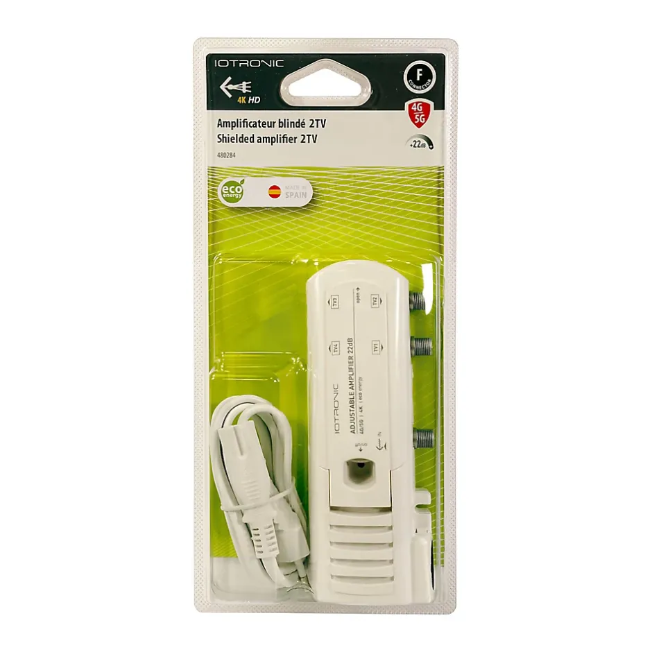 Amplificateur TV 22dB 2 TV 4G/5G, connexion F, gain réglable^