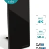 Antenne d'intérieur HD murale 50 dB - noire - 416978-Metronic Online