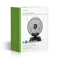 Antenne HDTV d'Intérieur 0 - 25 km Gain de 30 - 36 dB FMVHFUHF Noire-Nedis Outlet