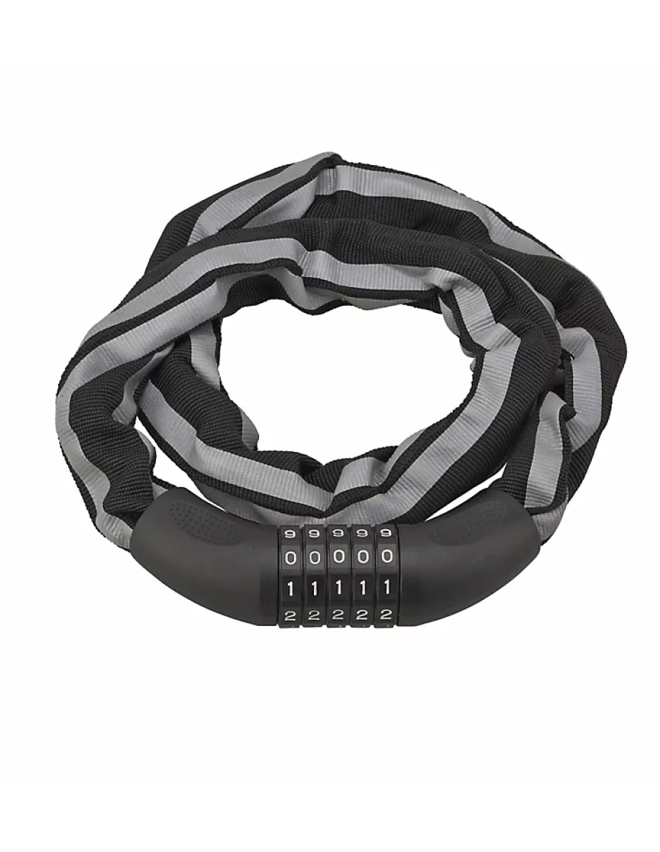 Antivol à combinaison Biker, 5 chiffres, chaîne acier, moto, 0.9m, noir --Thirard Online