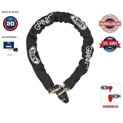 Antivol de chaîne monobloc - - 1480/120 - Maillons 14 mm - Gainage tissu - Cylindre XPlus-Abus Best